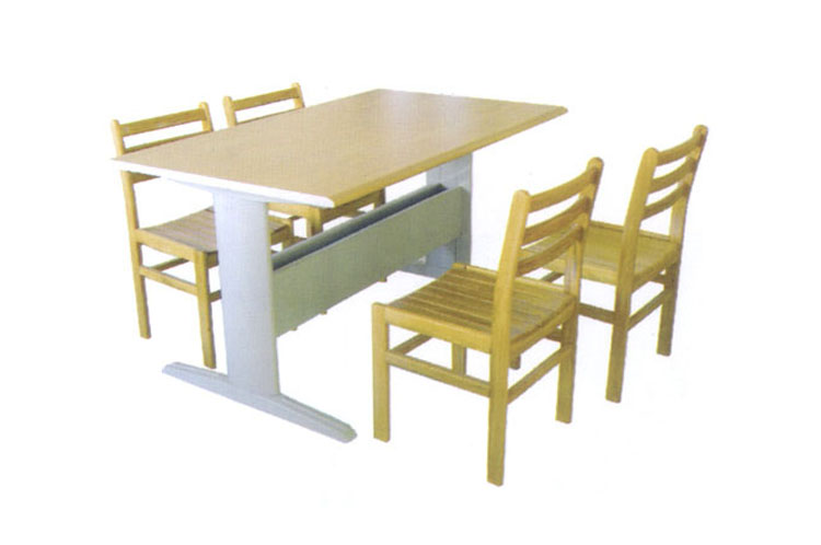 四人钢木阅览桌